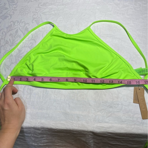 NWT SKIMS Recycled Swim Signature High Neck Top Neon Highlighter Green new tags - Picture 7 of 9